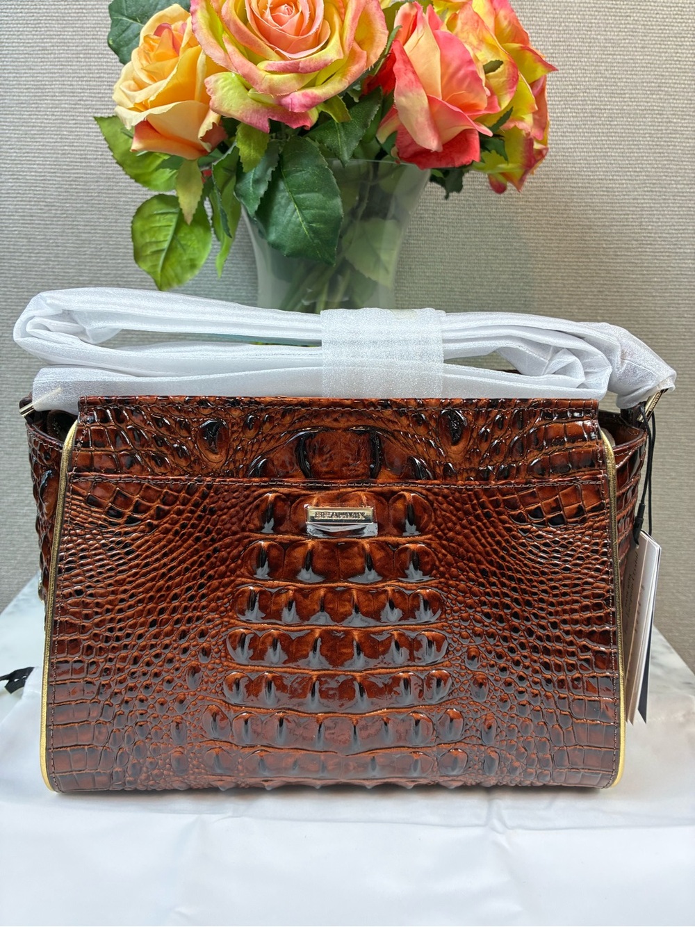 Brahmin Pecan Palawan Hillary Shoulder Bag - NWT Embellished Premier Collection - Picture 7 of 14